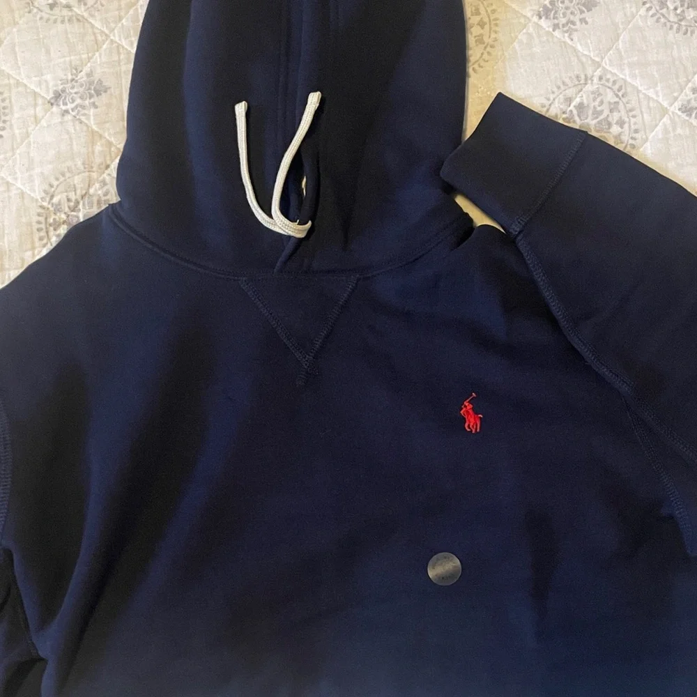 Ralph Lauren Navy Hoodie with Red Logo - Picture 1 of 5